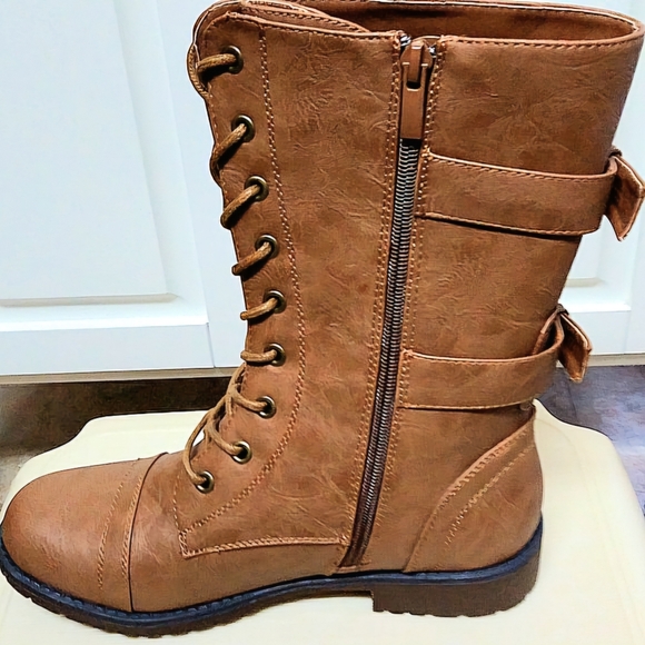 New Women's Forever Maura-67 combat boot-tan - Picture 7 of 8